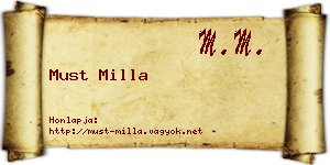 Must Milla névjegykártya